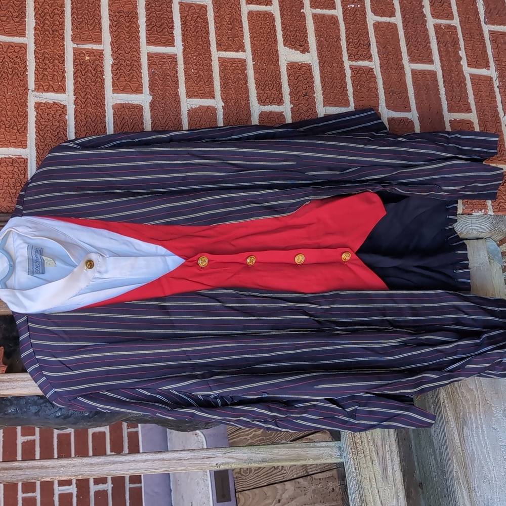 D.E. Frantoria 80s Vintage Striped Blazer with Red Vest and White Shirt 18 USA